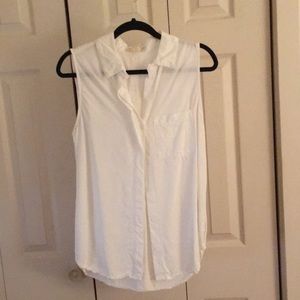 Classic sleeveless white button down MADE IN USA
